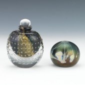 ART GLASS PERFUME BOTTLE AND P