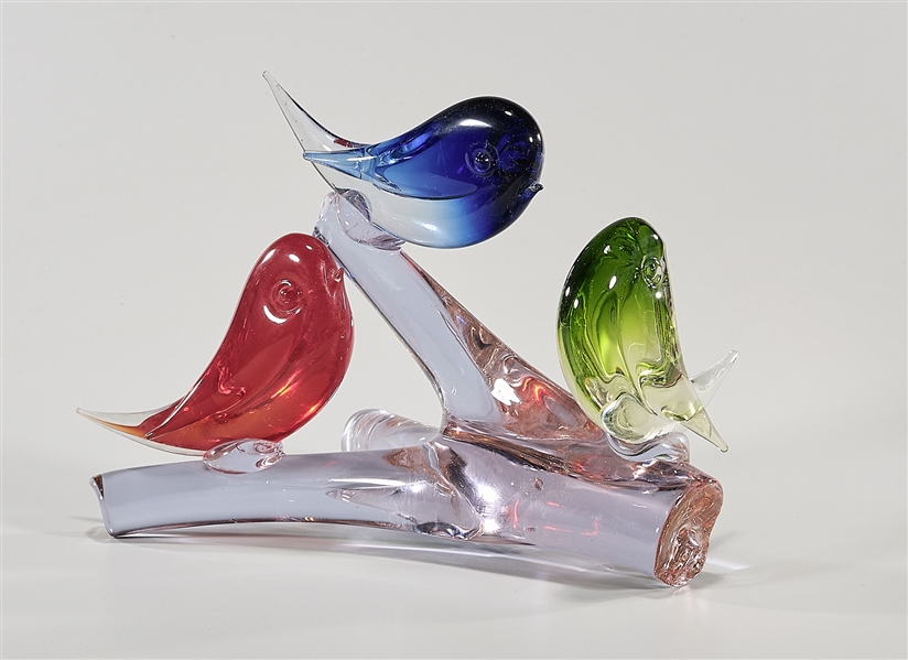 Art glass sculpture featuring a red