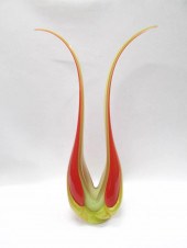 ART GLASS SELVA LEAF VASE BY E