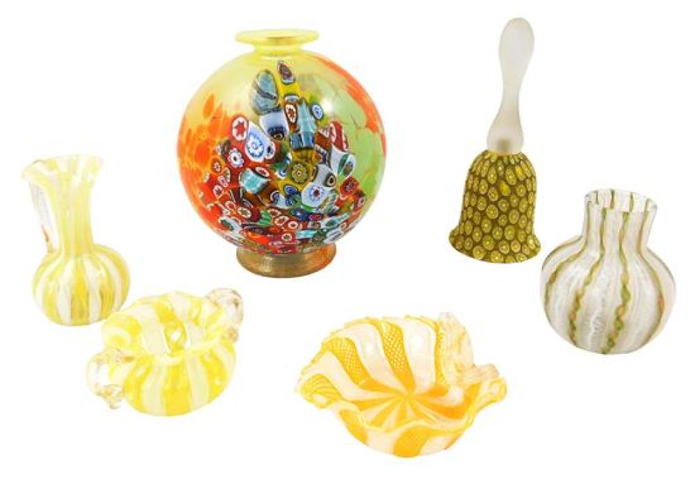 ART GLASS: SIX PIECES OF VENETIAN