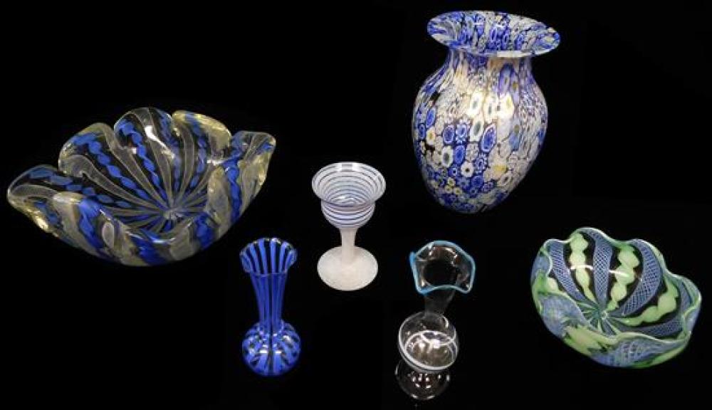 ART GLASS: SIX PIECES OF VENETIAN
