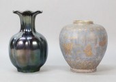 ART GLASS VASE & DELFT PORCELA