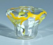 Art glass vase, dogwoods suspe