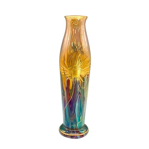 ART GLASS VASE, GOLDEN