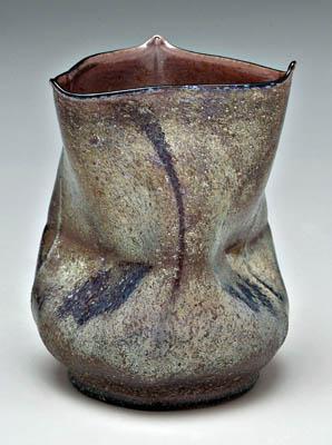 Art glass vase, pinched form