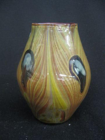 Art Glass Vase pulled feather