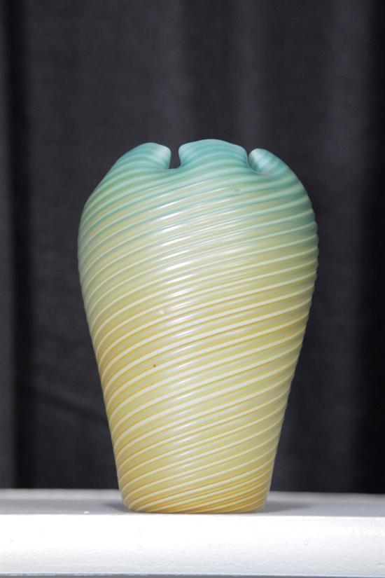 ART GLASS VASE. Ribbed satin