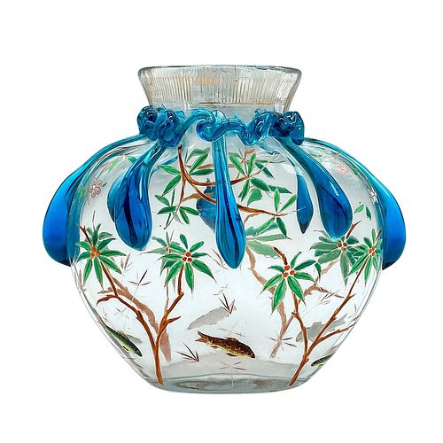ART GLASS VASE, SWIMMING FISHFun