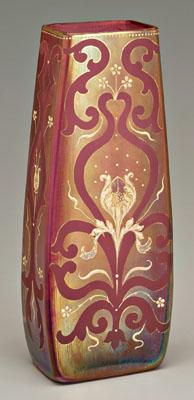 Art glass vase, tapering red