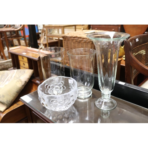 Art glass vases and large bowl,