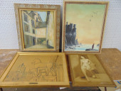 ART LOT, FIGURE LOOKING AT CAS