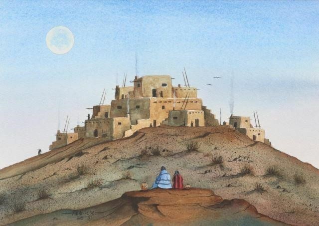 ART MENCHEGO (B.1950) PUEBLO MOON