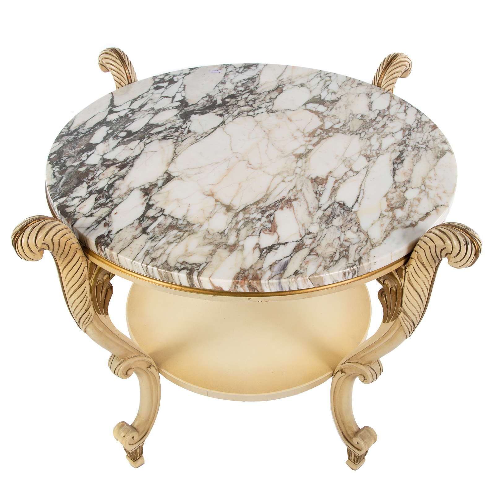 ART MODERNE PAINTED WOOD MARBLE TOP