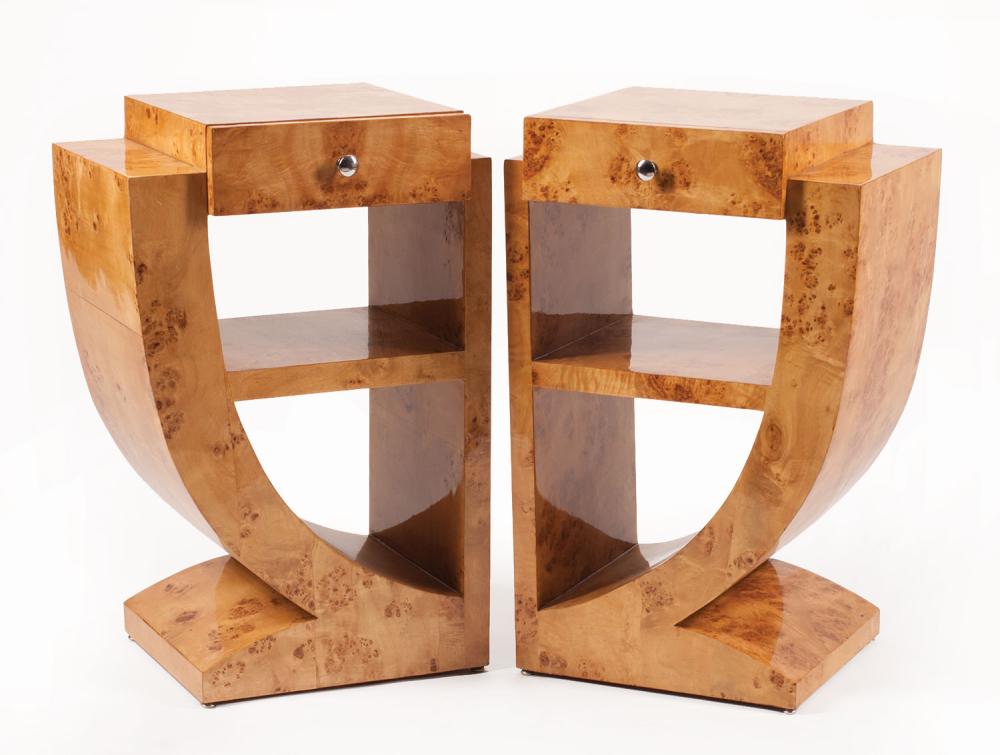 ART MODERNE-STYLE BURLED MAPLE SIDE
