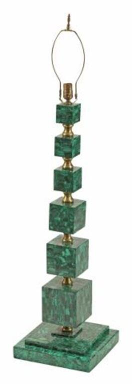ART MODERNE STYLE MALACHITE CUBE