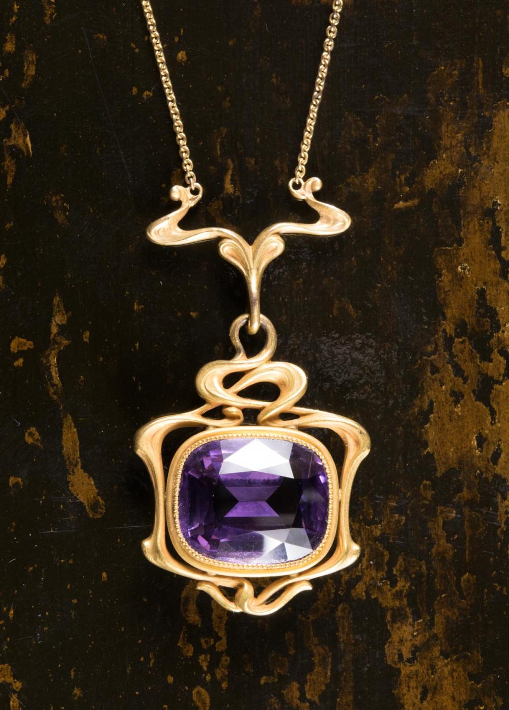 ART NOUVEAU AMETHYST AND EIGHTEEN
