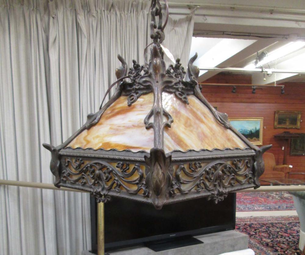 ART NOUVEAU ART GLASS AND CAST IRON