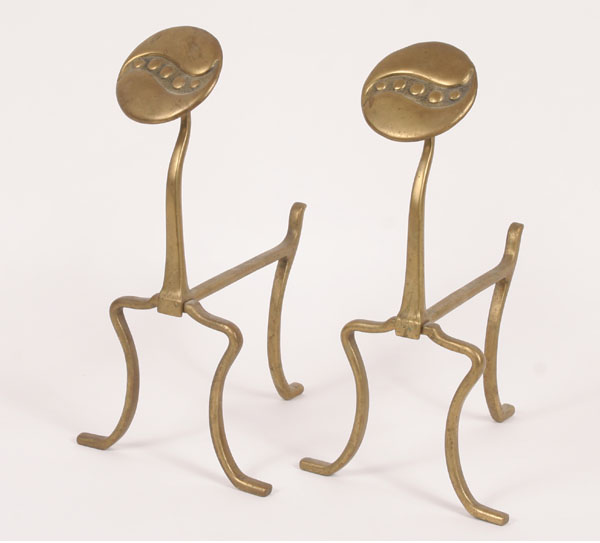 Art Nouveau brass andirons,