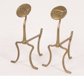 Art Nouveau brass andirons, di