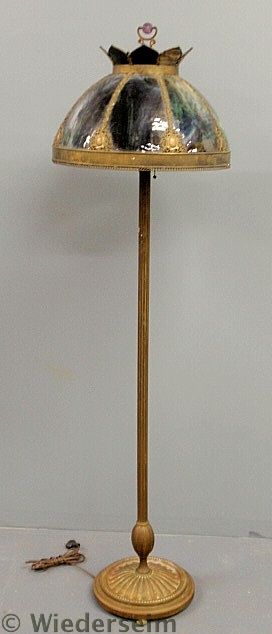 Art nouveau brass floor lamp with a