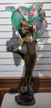 ART NOUVEAU BRONZE AND GLASS F