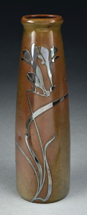 ART NOUVEAU BRONZE VASE W/ SIL