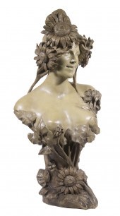 ART NOUVEAU BUST OF YOUNG WOMA
