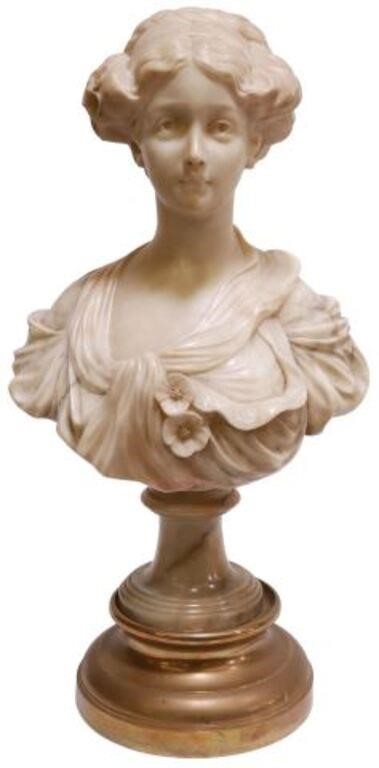 ART NOUVEAU CARVED ALABASTER BUST