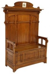 ART NOUVEAU CARVED WALNUT HALL
