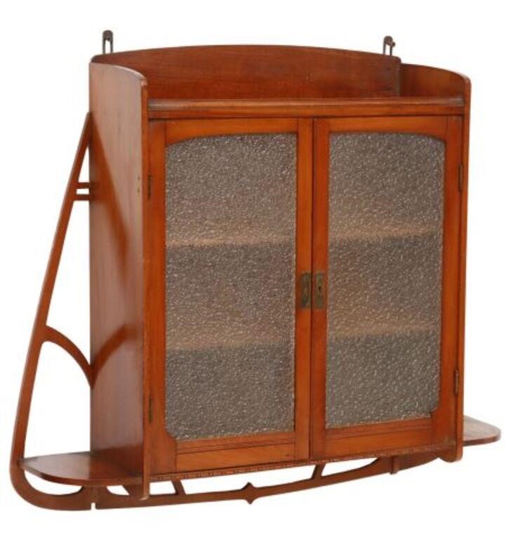 ART NOUVEAU CARVED WOOD VITRINE
