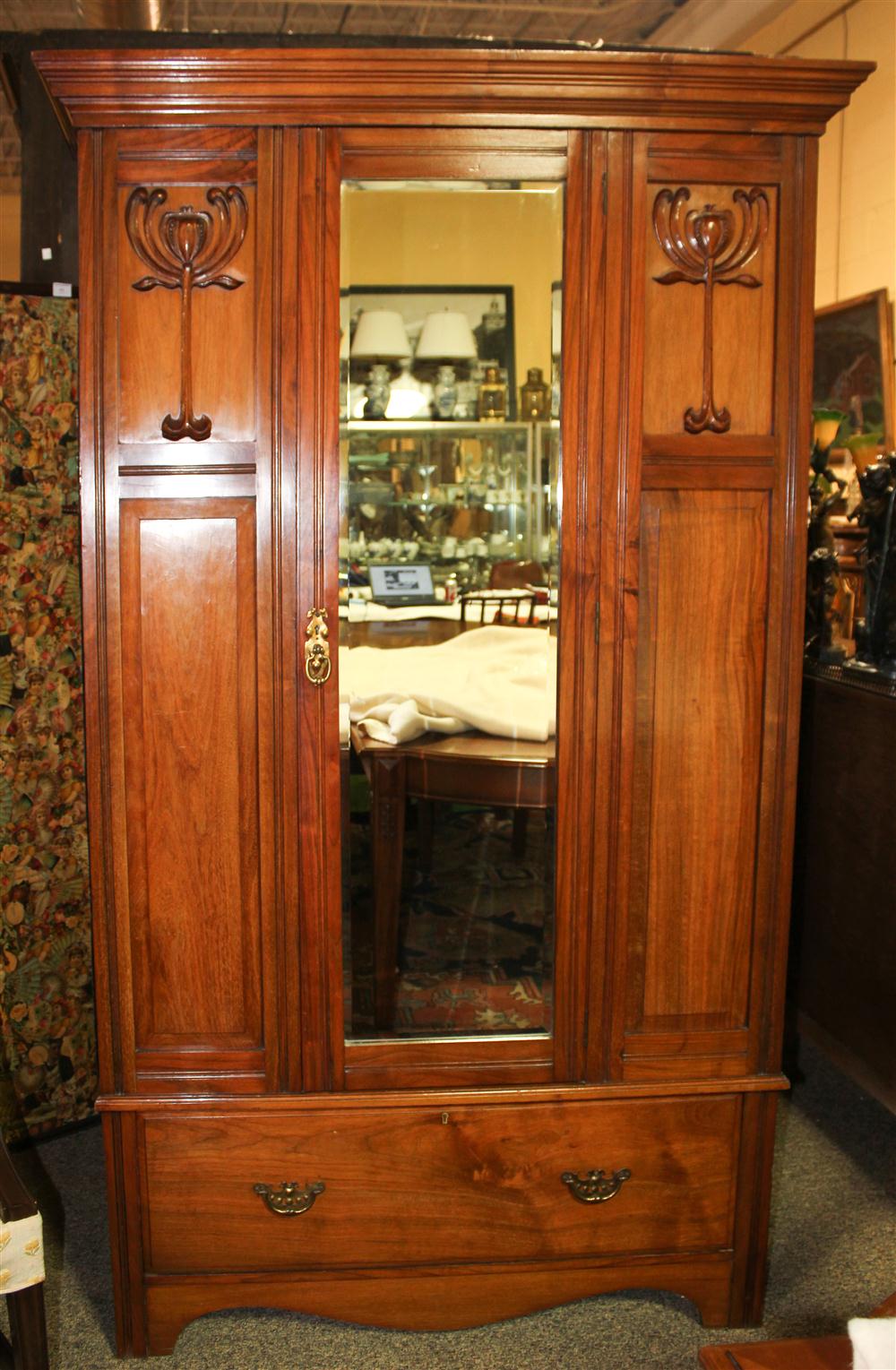 ART NOUVEAU CHERRYWOOD ARMOIRE