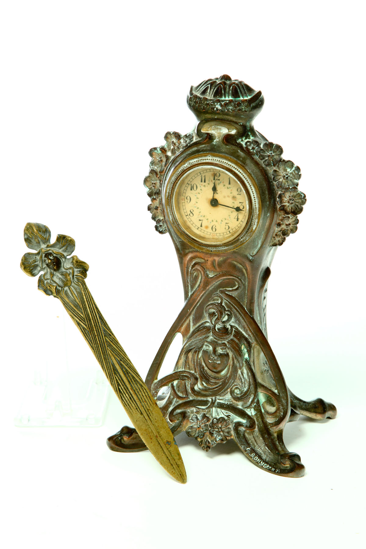 ART NOUVEAU CLOCK AND LETTER