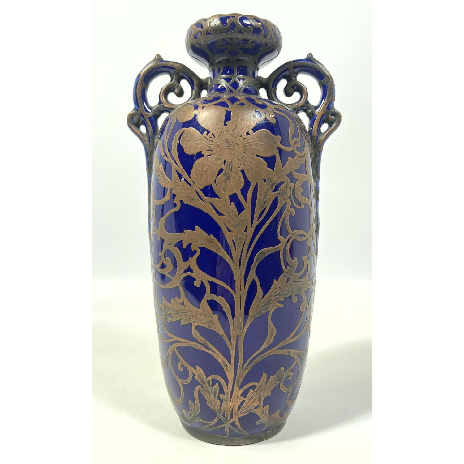 Art Nouveau cobalt ceramic vase