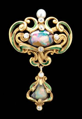 Art Nouveau diamond brooch, seven