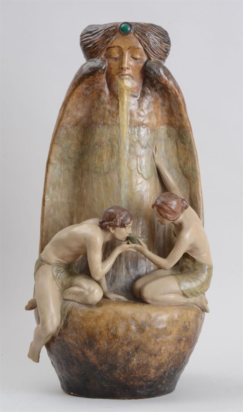 ART NOUVEAU FAIENCE FIGURAL VASE