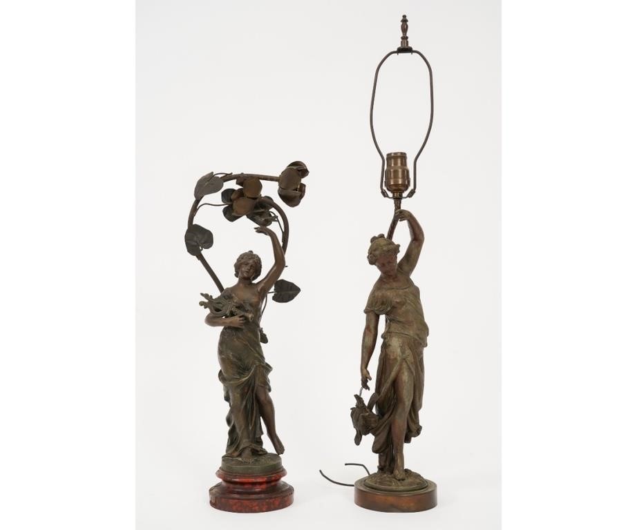 Art Nouveau faux bronxe lamp