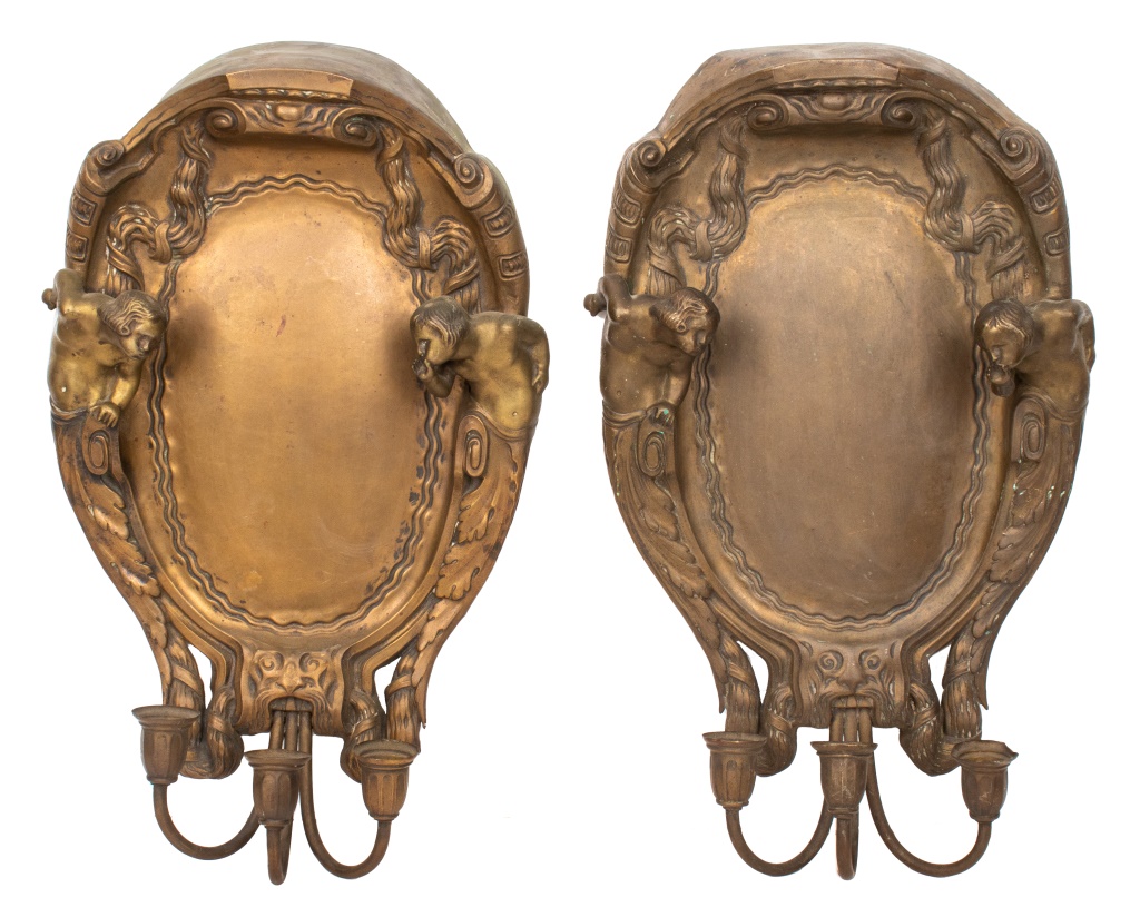 ART NOUVEAU FIGURAL 3-ARM WALL