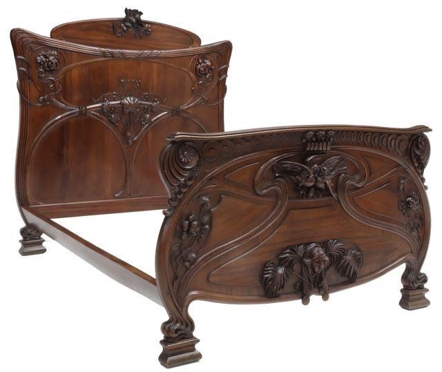 ART NOUVEAU FIGURAL CARVED MAHOGANY