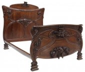 ART NOUVEAU FIGURAL CARVED MAH