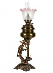 ART NOUVEAU FIGURAL OIL LAMPbr