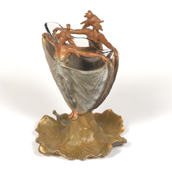 ART NOUVEAU FIGURAL VASE 11 ½" x 8"