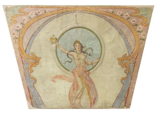 ART NOUVEAU FRESCO MURAL LAID ON