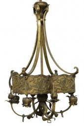 ART NOUVEAU GAS/ELEC CHANDELIE