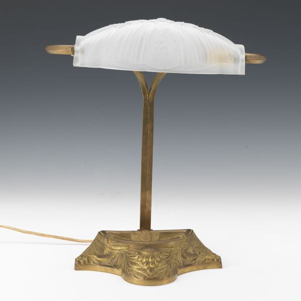 ART NOUVEAU GILT BRASS LAMP AND