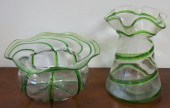 ART NOUVEAU GREEN TRAILED GLAS