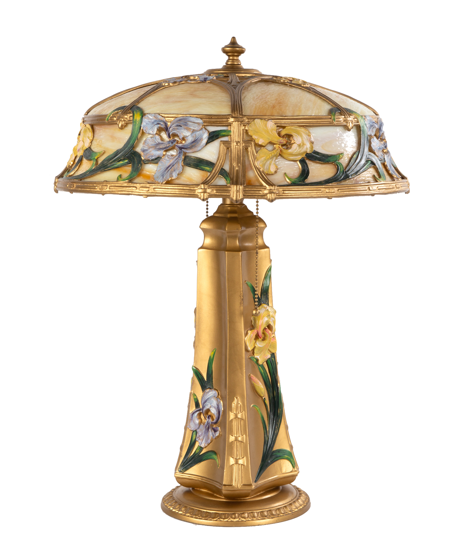 ART NOUVEAU IRIS PANEL LAMP Early