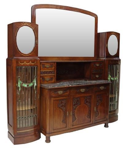 ART NOUVEAU MAHOGANY MIRRORED