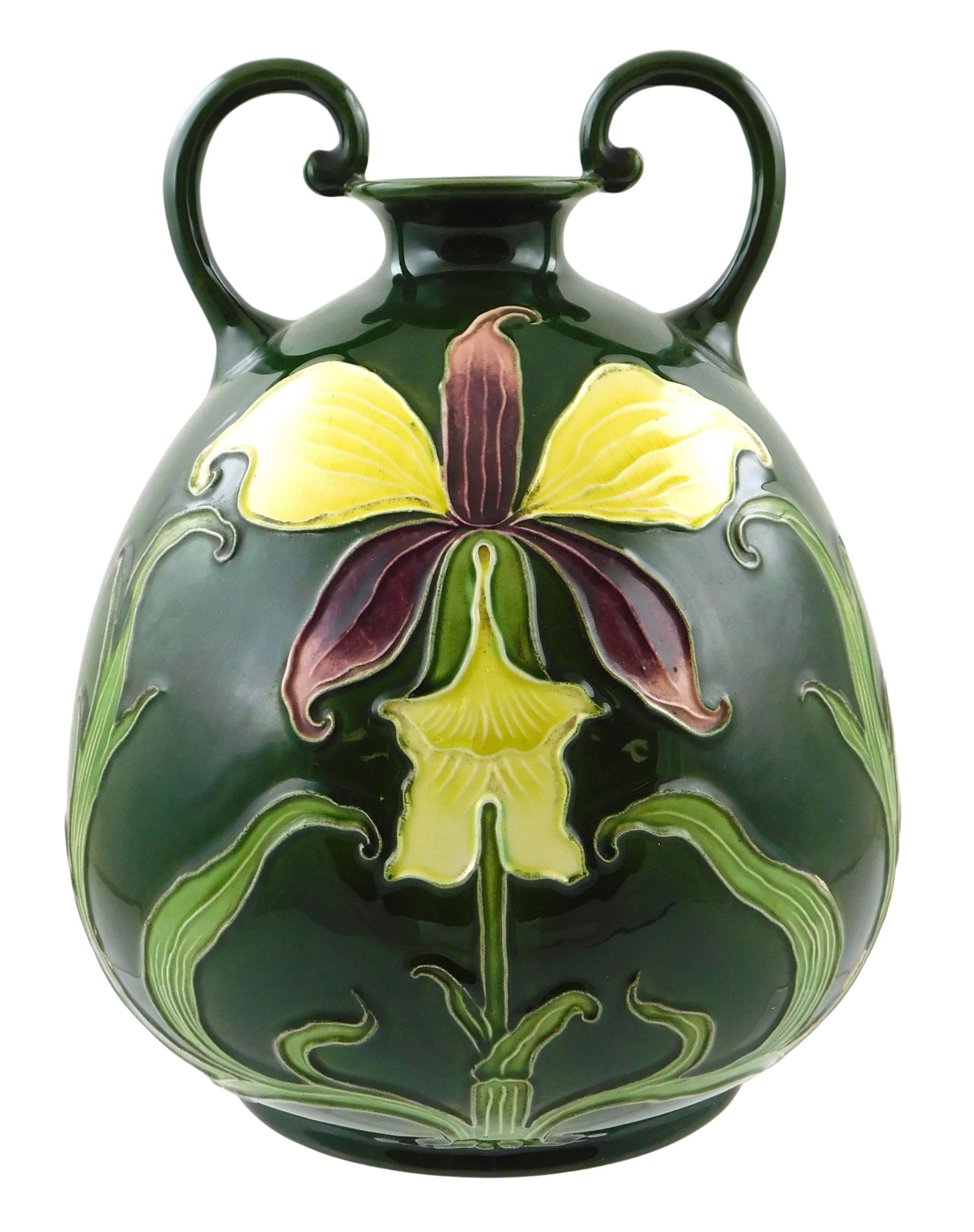 ART NOUVEAU MAJOLICA VASE BY JULIUS