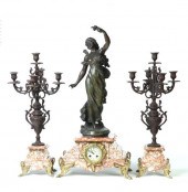 ART NOUVEAU MANTEL SET.  Franc