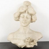 ART NOUVEAU MARBLE BUST OF A W